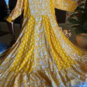 Indian Pakistani Long Dress yellow color